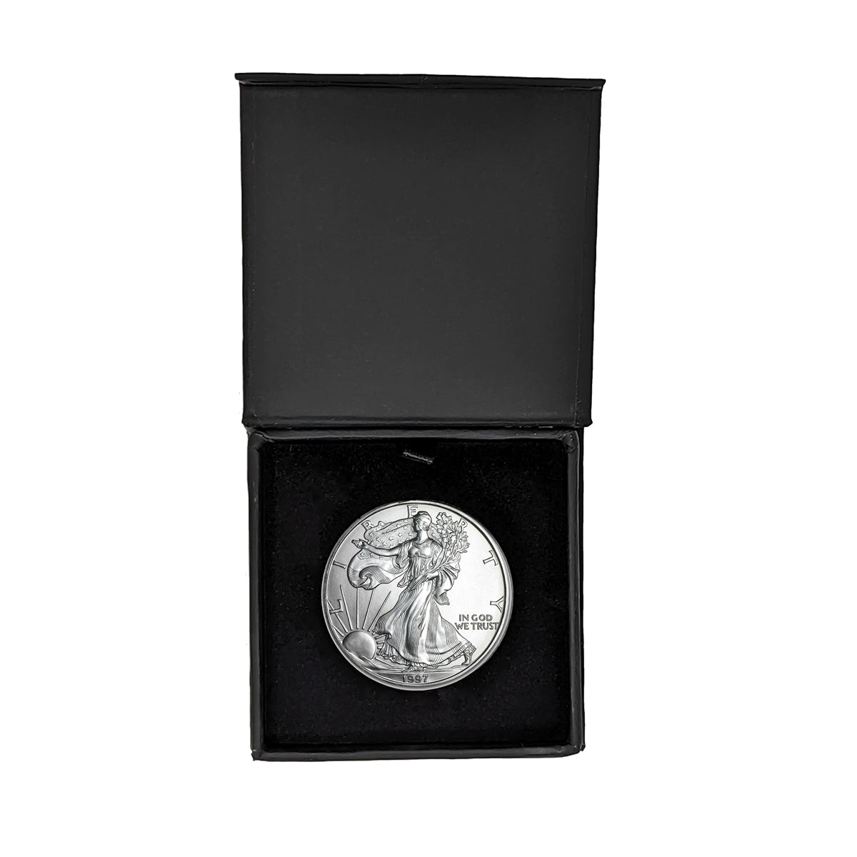 1997 American Silver Eagle in Air-Tite Holder with Black Magnetic Gift Box - Gem Brilliant Uncirculated
