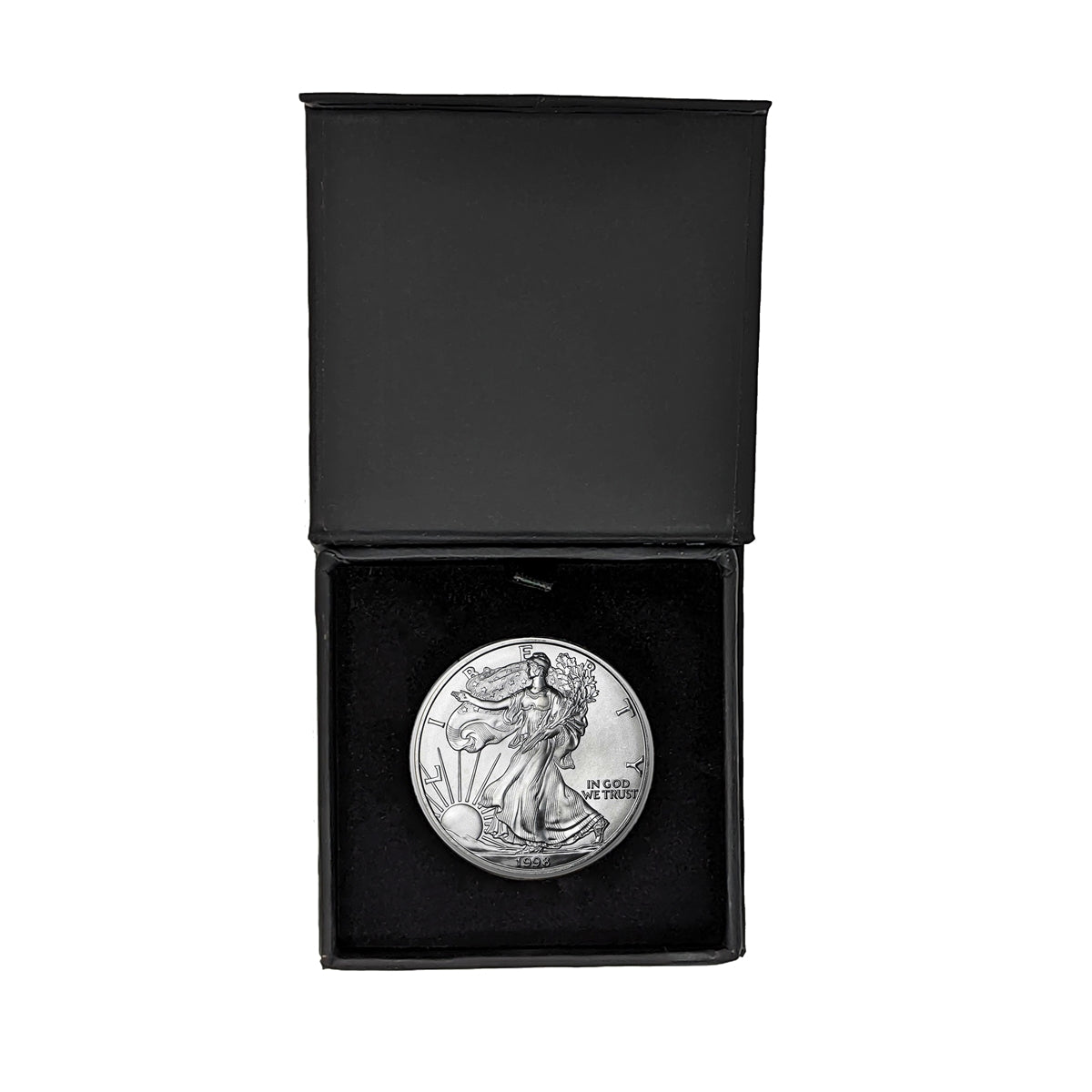 1998 American Silver Eagle in Air-Tite Holder with Black Magnetic Gift Box - Gem Brilliant Uncirculated