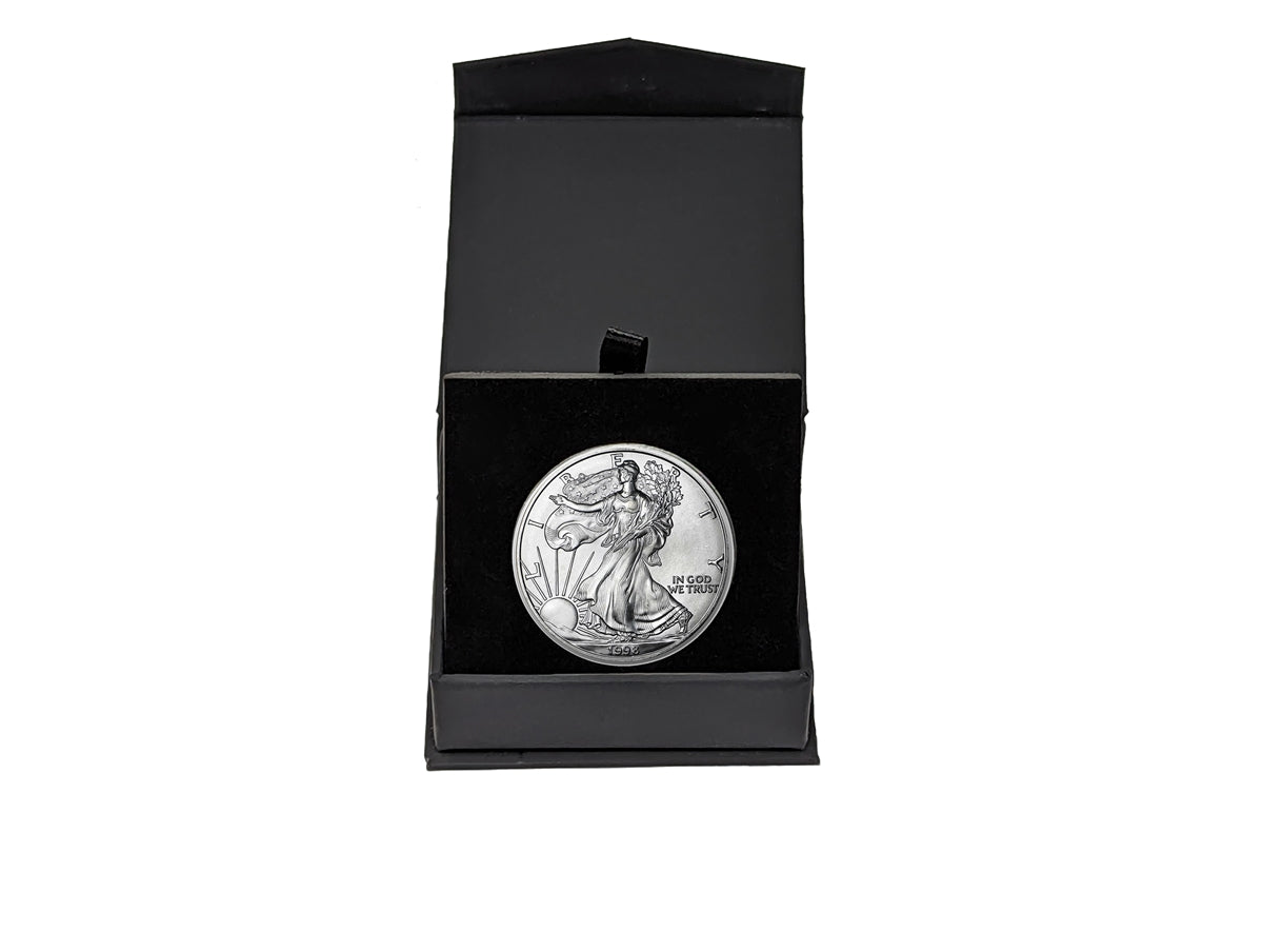1998 American Silver Eagle in Air-Tite Holder with Black Magnetic Gift Box - Gem Brilliant Uncirculated