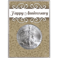 2000 U.S. Silver Eagle in Happy Anniversary Holder - Gem Brilliant Uncirculated