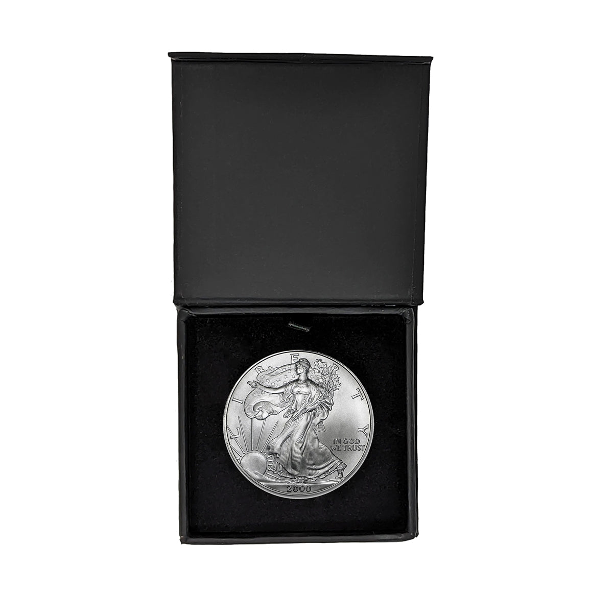 2000 American Silver Eagle in Air-Tite with Black Magnetic Gift Box - Gem Brilliant Uncirculated
