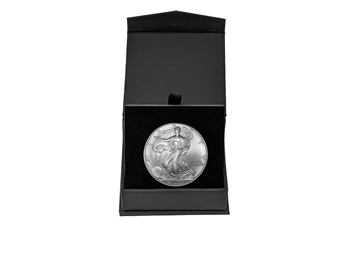 2000 American Silver Eagle in Air-Tite with Black Magnetic Gift Box - Gem Brilliant Uncirculated