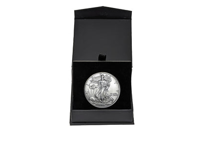 2001 U.S. Silver Eagle in Plastic Air Tite in Magnet Close Black Gift Box - Gem Brilliant Uncirculated