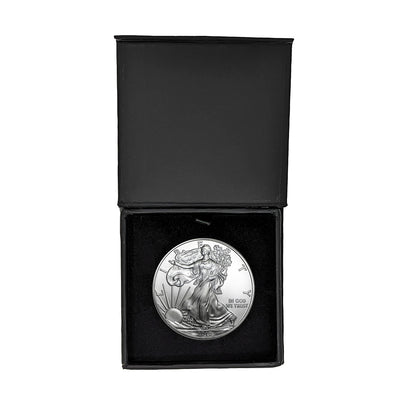 2010  U.S. Silver Eagle in Plastic Air Tite in Magnet Close Black Gift Box - Gem Brilliant Uncirculated