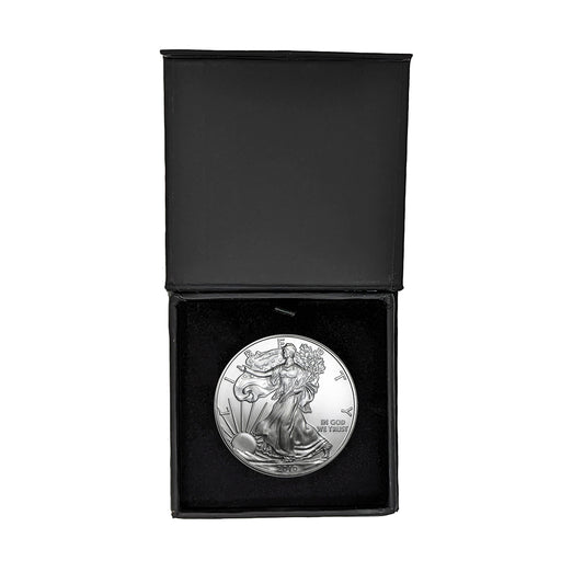 2010  U.S. Silver Eagle in Plastic Air Tite in Magnet Close Black Gift Box - Gem Brilliant Uncirculated