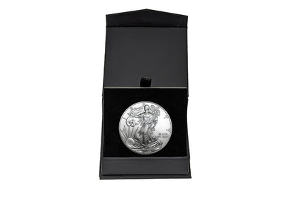 2010  U.S. Silver Eagle in Plastic Air Tite in Magnet Close Black Gift Box - Gem Brilliant Uncirculated