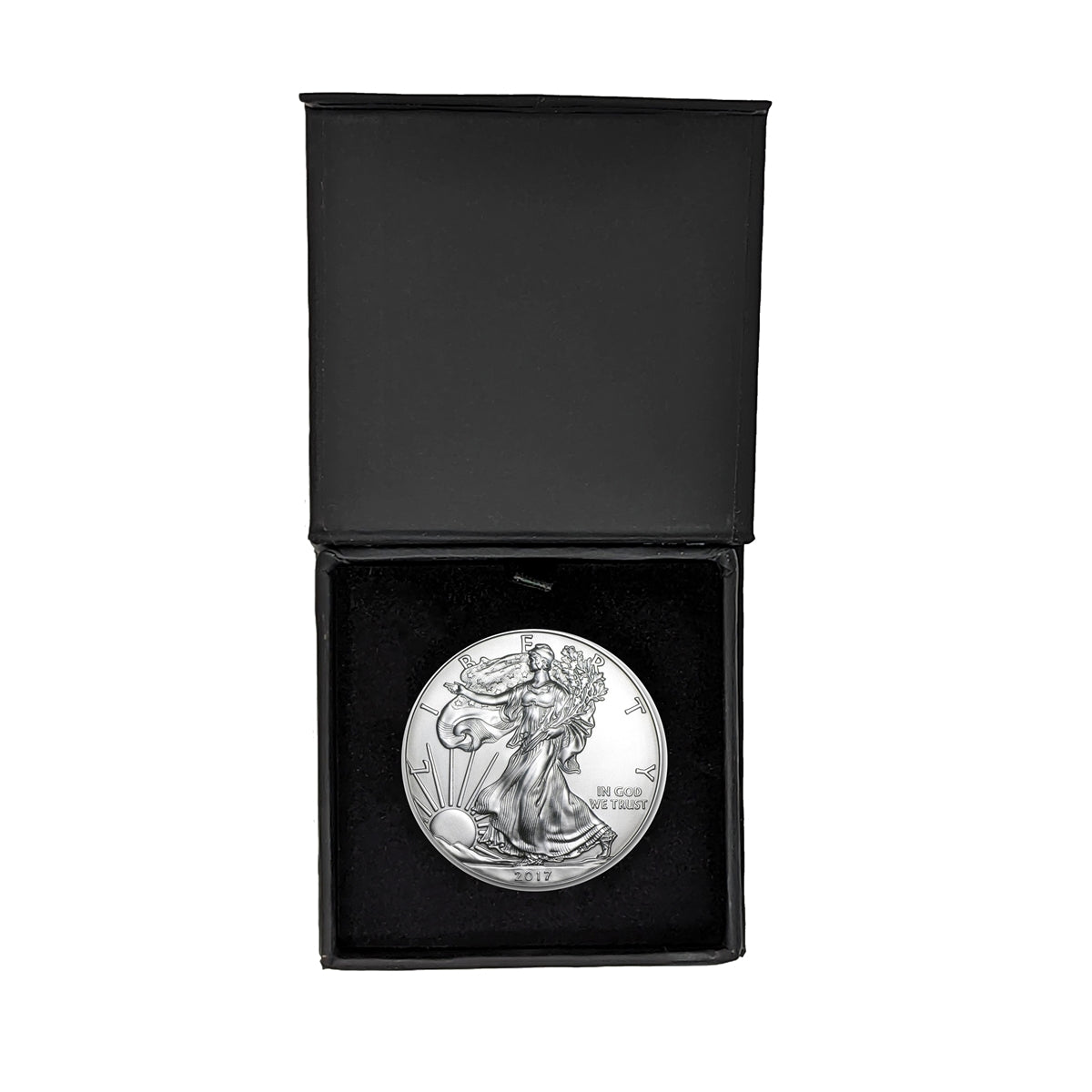 2017 U.S. Silver Eagle in Plastic Air Tite in Magnet Close Black Gift Box - Gem Brilliant Uncirculated