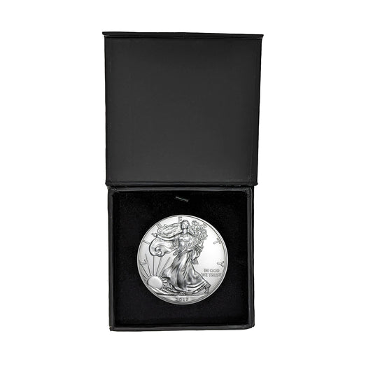 2017 U.S. Silver Eagle in Plastic Air Tite in Magnet Close Black Gift Box - Gem Brilliant Uncirculated
