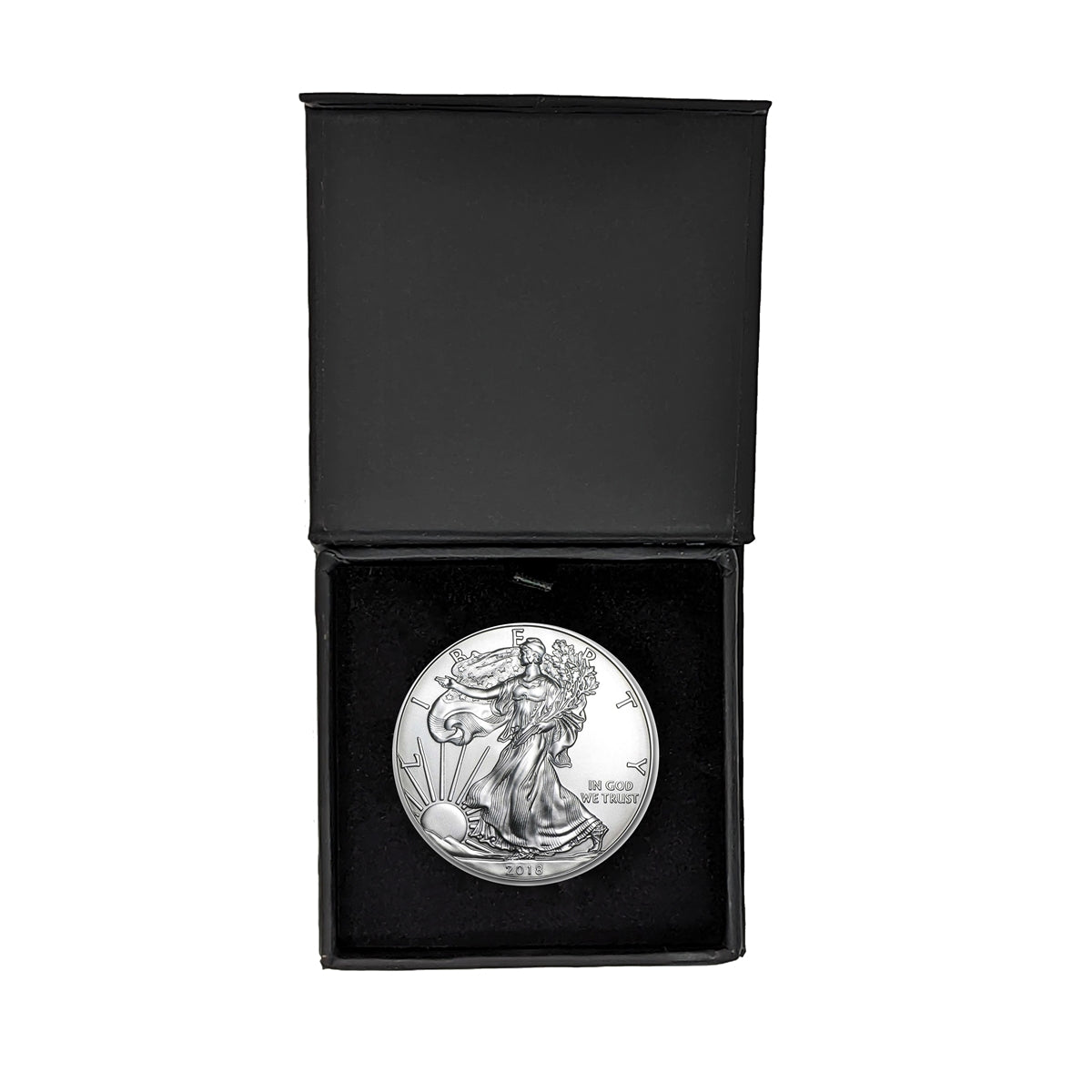 2018 American Silver Eagle in Premium Black Gift Box - Gem BU with Air-Tite