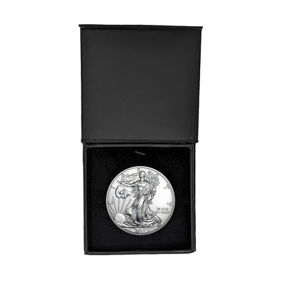 2019 U.S. Silver Eagle in Plastic Air Tite in Magnet Close Black Gift Box - Gem Brilliant Uncirculated