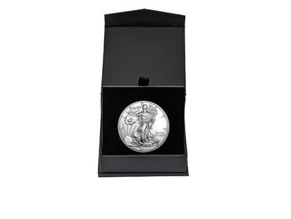 2019 U.S. Silver Eagle in Plastic Air Tite in Magnet Close Black Gift Box - Gem Brilliant Uncirculated