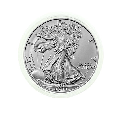 2022 U.S. Silver Eagle Gem Brilliant Uncirculated in Plastic Air-Tite Holder with Certificate of Authenticity