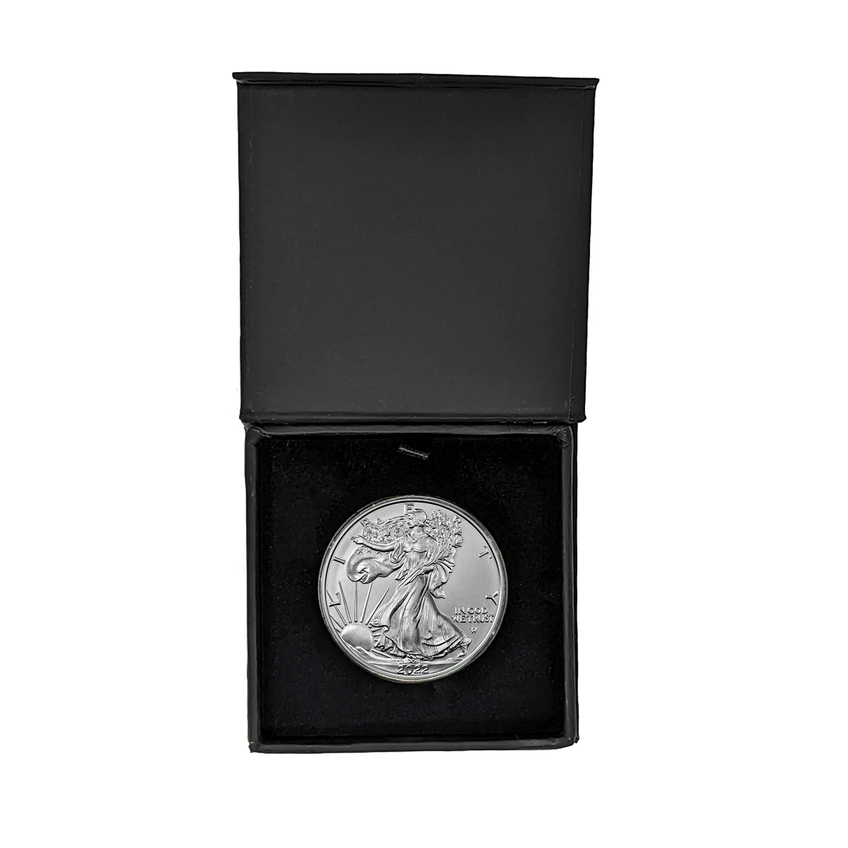 2022 U.S. Silver Eagle in Plastic Air Tite in Magnet Close Black Gift Box - Gem Brilliant Uncirculated