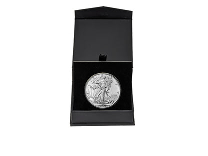 2023 U.S. Silver Eagle in Plastic Air Tite in Magnet Close Black Gift Box - Gem Brilliant Uncirculated