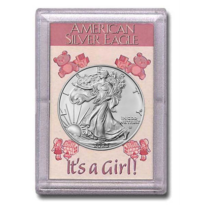 2023 American 1 oz Brilliant Uncirculated Silver Eagle in "It's a Girl" Holder