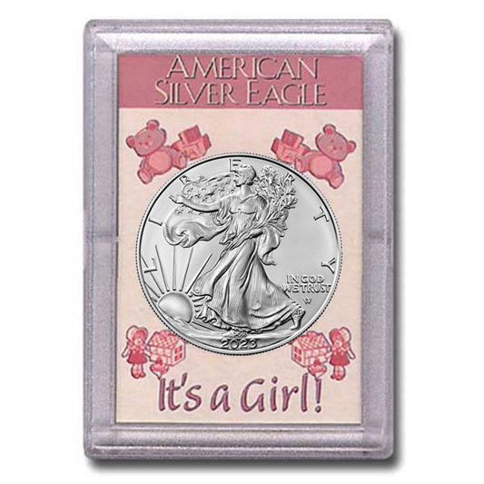 2023 American 1 oz Brilliant Uncirculated Silver Eagle in "It's a Girl" Holder