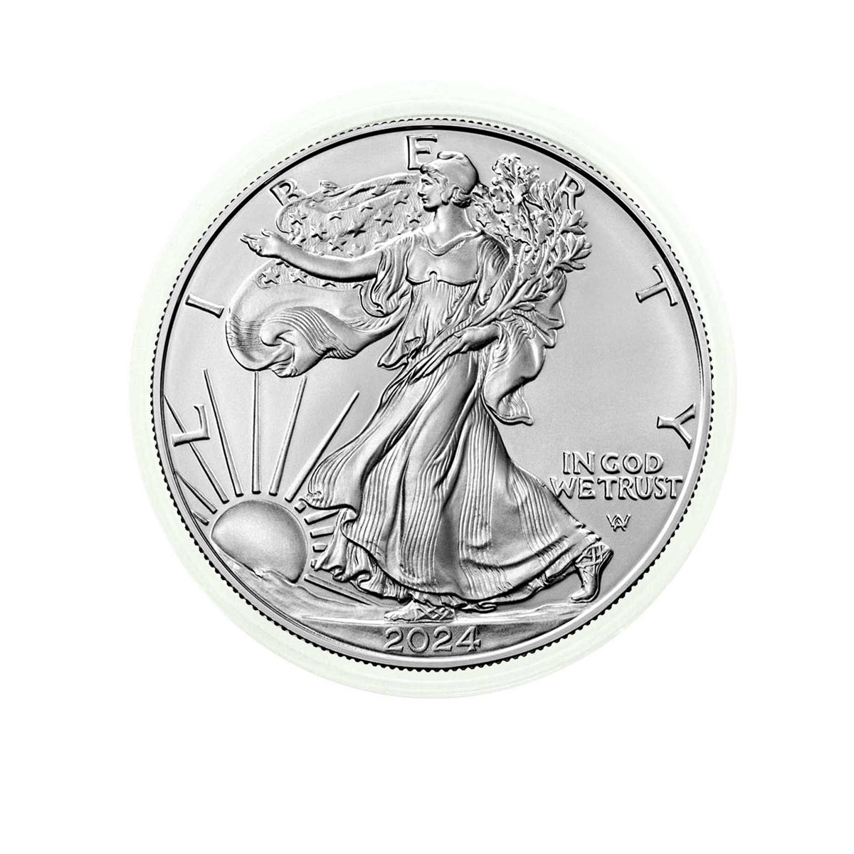 2024 U.S. Silver Eagle Gem Brilliant Uncirculated in Plastic Air-Tite Holder with Certificate of Authenticity