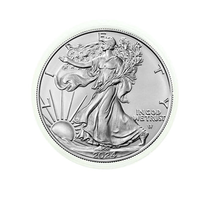 2024 U.S. Silver Eagle Gem Brilliant Uncirculated in Plastic Air-Tite Holder with Certificate of Authenticity