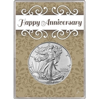 2024 U.S. Silver Eagle in Happy Anniversary Holder - Gem Brilliant Uncirculated