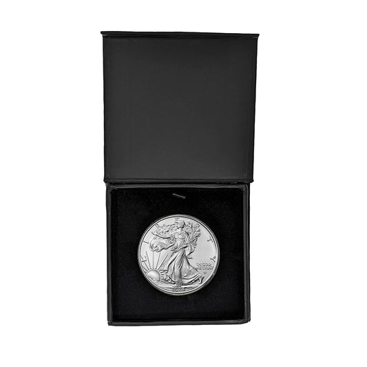 2024 U.S. Silver Eagle in Plastic Air Tite in Magnet Close Black Gift Box - Gem Brilliant Uncirculated