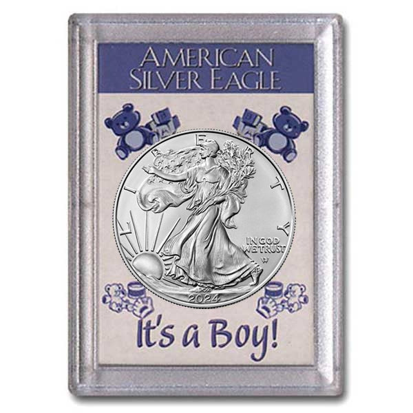 2024 American 1 oz Brilliant Uncirculated Silver Eagle in "It's a Boy" Holder