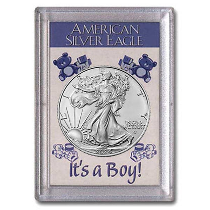 2024 American 1 oz Brilliant Uncirculated Silver Eagle in "It's a Boy" Holder