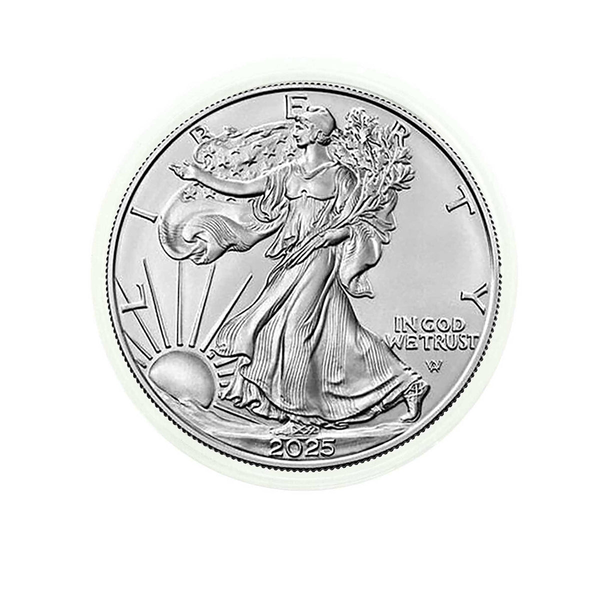 2025 U.S. Silver Eagle Gem Brilliant Uncirculated in Plastic Air-Tite Holder with Certificate of Authenticity