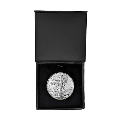 2025 U.S. Silver Eagle in Plastic Air Tite in Magnet Close Black Gift Box - Gem Brilliant Uncirculated