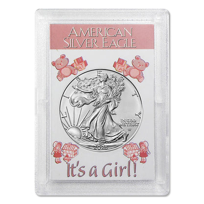 2025 American 1 oz Brilliant Uncirculated Silver Eagle in "It's a Girl" Holder