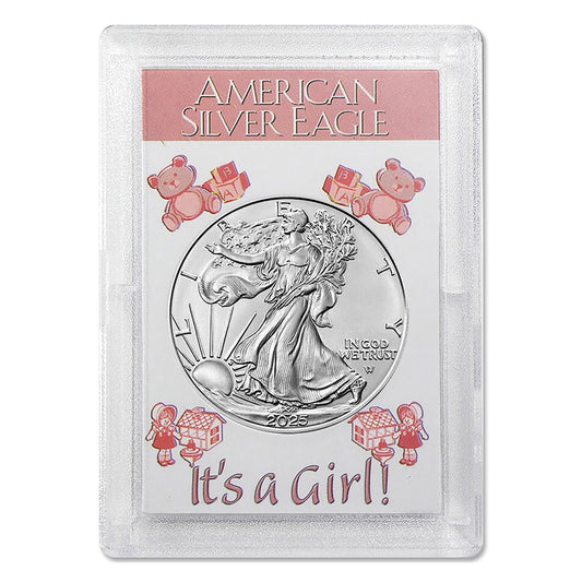 2025 American 1 oz Brilliant Uncirculated Silver Eagle in "It's a Girl" Holder