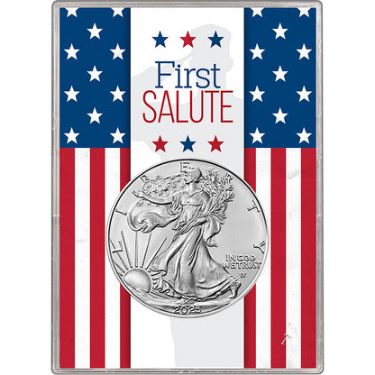 2025 U.S. Silver Eagle in First Salute Gift Holder - Gem Brilliant Uncirculated