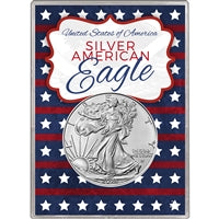 2025 U.S. Silver Eagle in Patriotic American Flag Gift Holder - Gem Brilliant Uncirculated