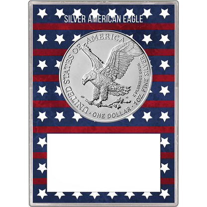 2025 U.S. Silver Eagle in Patriotic American Flag Gift Holder - Gem Brilliant Uncirculated