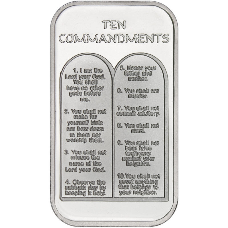 Ten Commandments 1oz .999 Silver Bar in Display Box