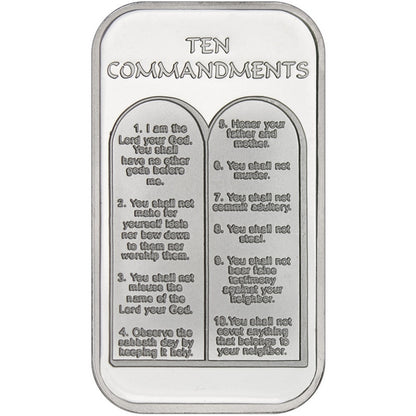 Ten Commandments 1oz .999 Silver Bar in Display Box