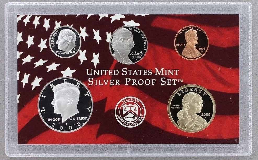 2008 U.S. Mint 14-coin Silver Proof Set - OGP box & COA