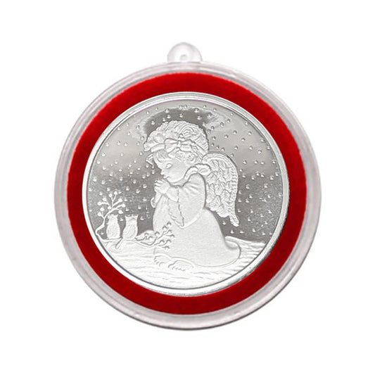 2025 Christmas Angel 1oz .999 Fine Silver Round in Ornament Holder
