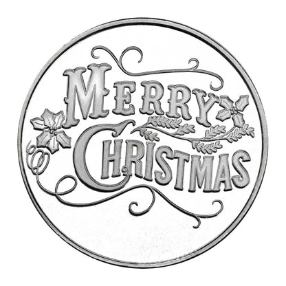 2025 "Merry Christmas" with Holly 1oz .999 Fine Silver Round in Ornament Holder