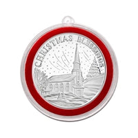 2025 Christmas Blessings with Church Scene 1oz .999 Fine Silver Round in Ornament Holder