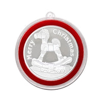 2025 Christmas Rocking Horse and Toys 1oz .999 Fine Silver Round in Ornament Holder