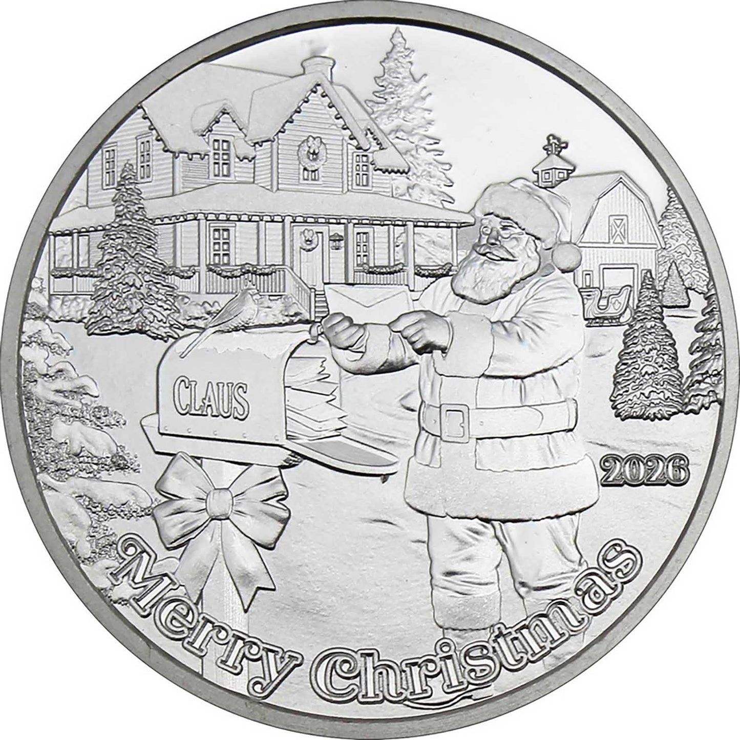 2026 Santa Claus Mailbox Letters 1oz .999 Silver Medallion in Ornament Holder