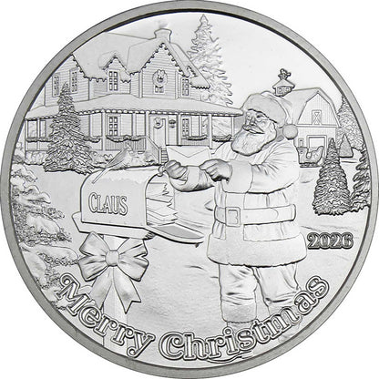 2026 Santa Claus Mailbox Letters 1oz .999 Silver Medallion in Ornament Holder