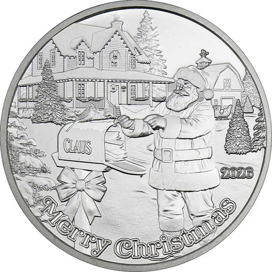2026 Santa Claus Mailbox Letters 1oz .999 Silver Medallion in Ornament Holder