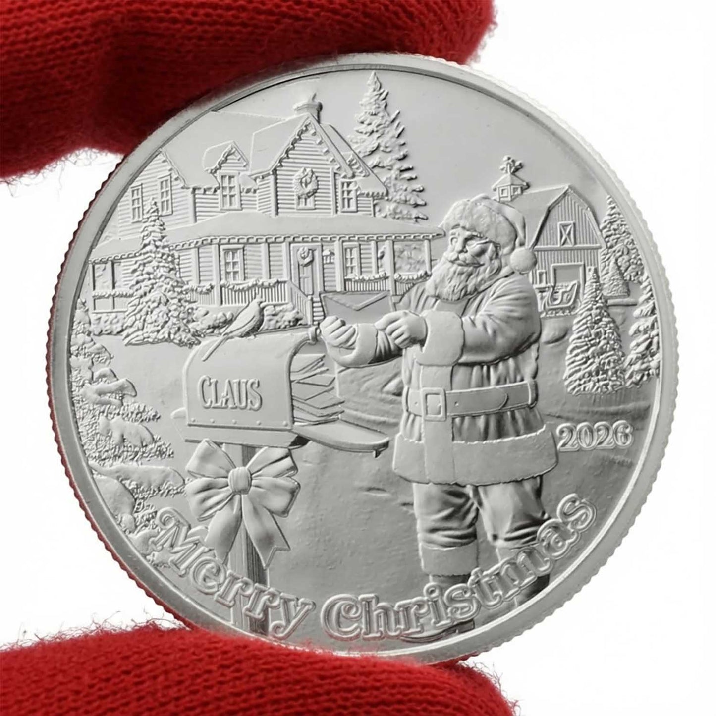 2026 Santa Claus Mailbox Letters 1oz .999 Silver Medallion in Ornament Holder