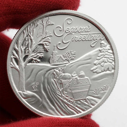 2026 Season's Greetings Sleigh Ride to Church 1oz .999 Silver Medallion in Ornament Holder