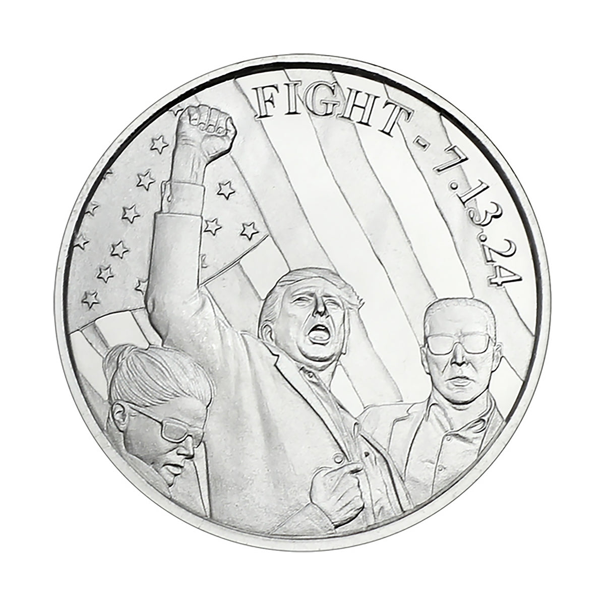 President Trump 2 Coin Fight and 47th President 1oz .999 Silver Coins in Black Velvet Lined Gift Box