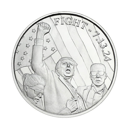 President Trump 2 Coin Fight and 47th President 1oz .999 Silver Coins in Black Velvet Lined Gift Box