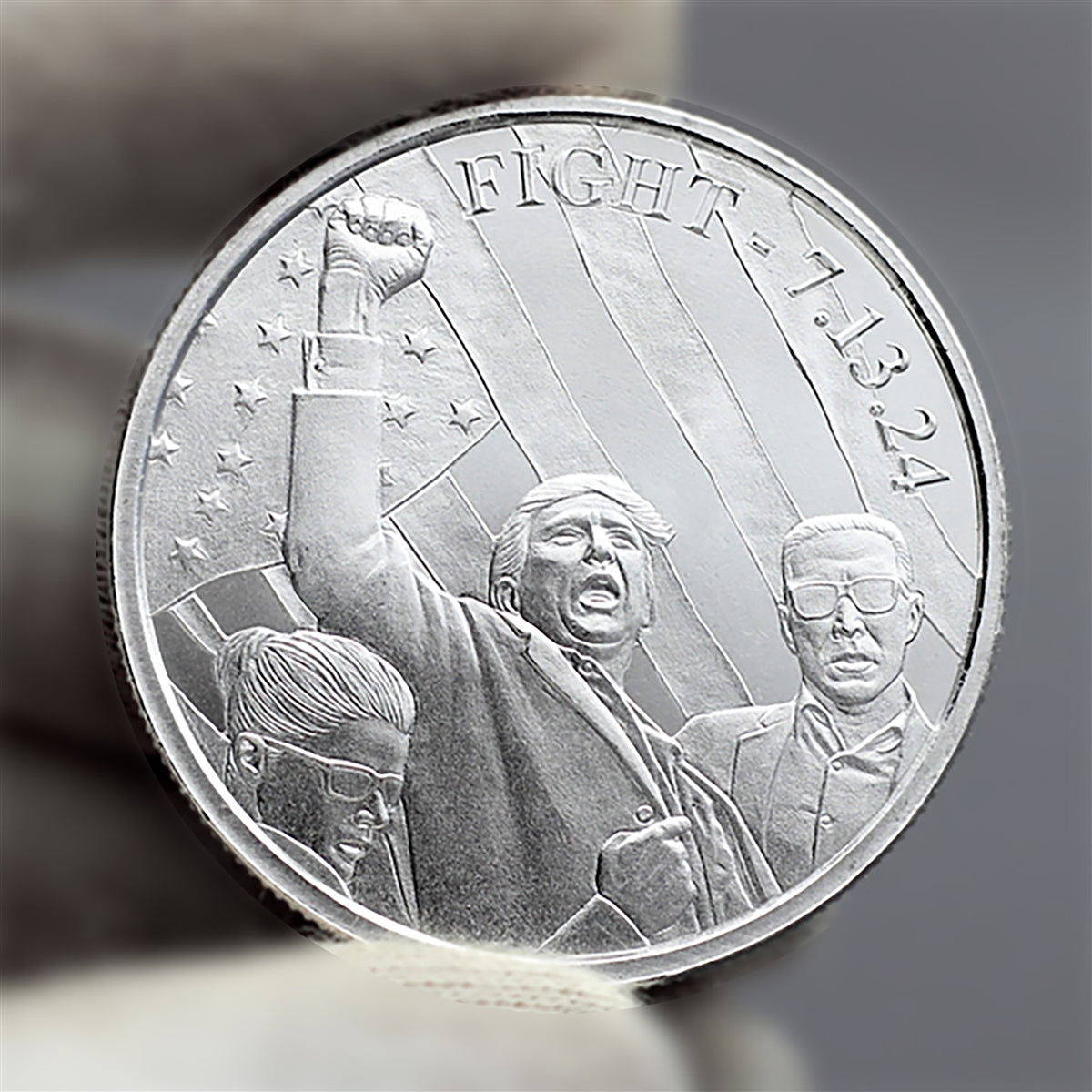 President Trump 2 Coin Fight and 47th President 1oz .999 Silver Coins in Black Velvet Lined Gift Box