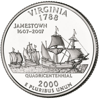 2000-D Virginia State Quarter Roll - 40 Coins BU