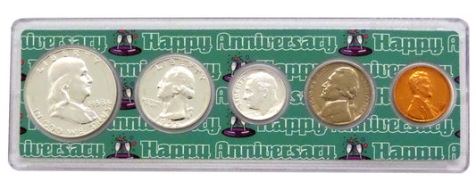 1958 - 64th Anniversary Year Coin Set in Happy Anniversary Holder